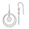 Solid 925 Sterling Silver Double Eternity Circles w/Small Peace Sign