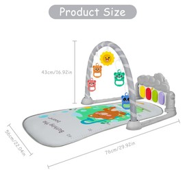 AOMIG Baby Play Mat, Baby Piano Gym with Music and Lights, Play Mat with Detachable Activity Toys, Early Development Activity Baby Play Mat Toy Gift for Babies