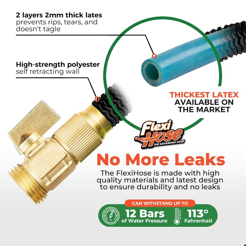 Flexi Hose Lightweight Expandable Garden Hose, 75FT -Retractable Garden Hose,