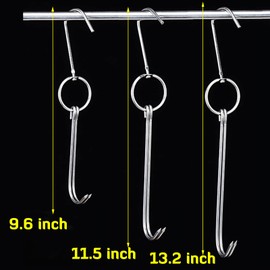 NUOMI 4 Pcs Stainless Steel Meat Hooks with Double Hook Poultry Roast Duck Bacon Hanging Hook Grill Hanger for Drying, Cooking, BBQ, M-11.5 ”,Cooking Utensils, Namely, Grills