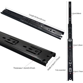 20 inch Drawer Slides 4 Pairs (8pcs) Full Extension Ball Bearing Drawer Slide 3 fold Full Stretch Side Mount Drawer Slides 100 LB Capacity Drawer Slide 20" Black
