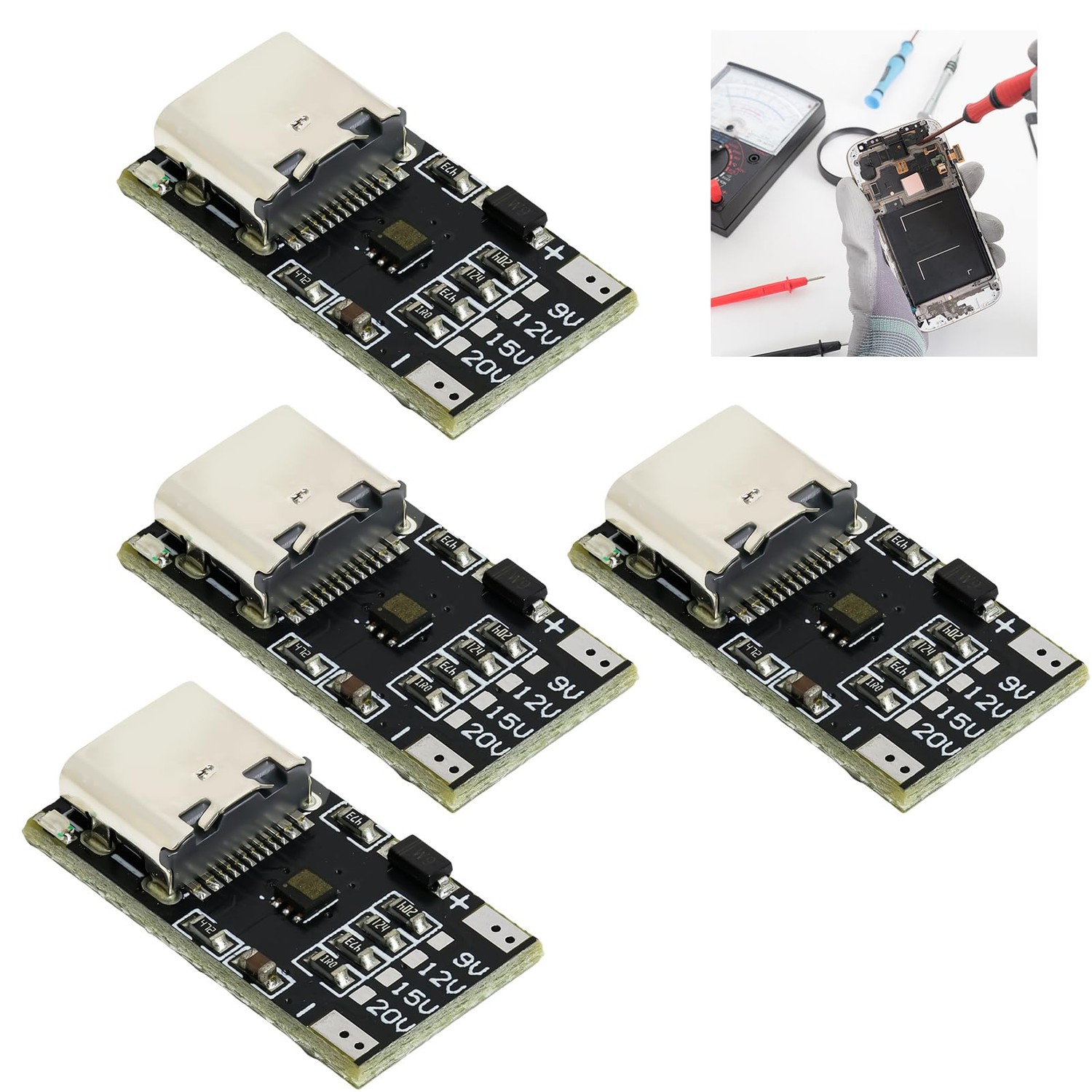 Pack of 4 PD/QC/AFC Decoy Module, Type C Female Input USB Quick Charge ...