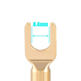Speaker Spade Terminal Connector, 24K Gold Plated Banana U Fork Y Spade Plug for Speaker Wires DIY/Speaker Connection, 4mm Screw Type Solder for House Systems (6 Pcs)