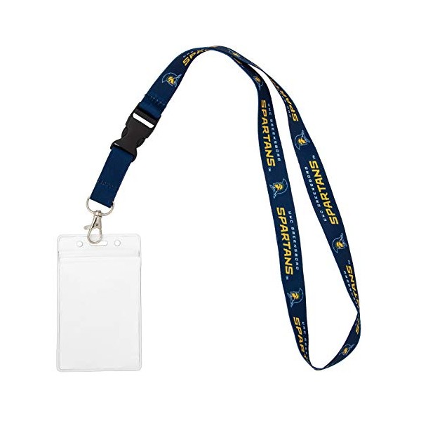University of North Carolina Greensboro UNCG Spartans Car Keys College ID Badge Holder Lanyard Keychain Detachable Breakaway Snap Buckle (w/ Pouch Blue)