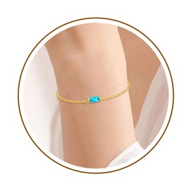 Birthstone Bracelets for Women Girls, Dainty 18K Gold Plated Non Tarnish Trendy Simple Cubic Zircon Adjustable Bracelet Jewelry Gifts for Her Mom Wife Girlfriend (September(Sapphire))