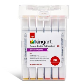 KINGART Double-Ended Art Markers, Fine & Chisel Tips, Alcohol-Based, 36 Bright Colors, Professional Drawing Markers for Illustrations, Artists, Smooth Paper (424-36A)
