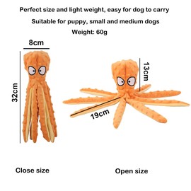 SHOKUTO Squeaky Dog Toy Octopus, Durable No Stuffing Plush Dog Chew Toys, Interactive Dog Toys for Boredom for Puppies Small Medium Large Dogs, Birthday Christmas Dog Toy
