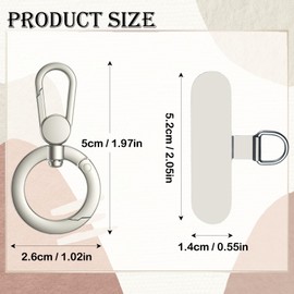 AIQIUQIU Phone Tether Tabs, Cell Phone lanyard Pad Metal Ring Rotate 360°, Adjustable Fashion Buckle Accessories, Metal Patch, Anti-entanglement, Matched with Various Lanyards, Titanium Gray
