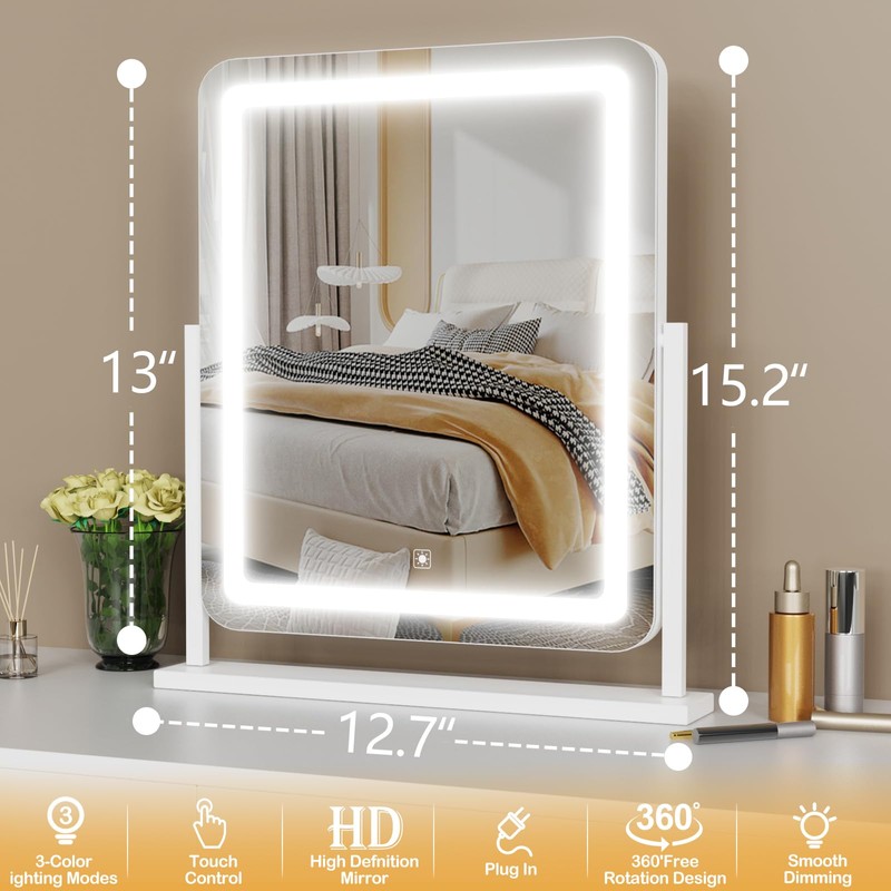 Gvnkvn Lighted Makeup Mirror, Hollywood Vanity Mirror with Lights, Three