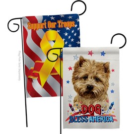 Breeze Decor Patriotic Cairn Terrier Garden Flag Pack Dog Puppy Spoiled Paw Canine Fur Pet Nature Farm Animal Creature Support Our Troops House Banner Small Yard Gift Double-Sided, Made in USA