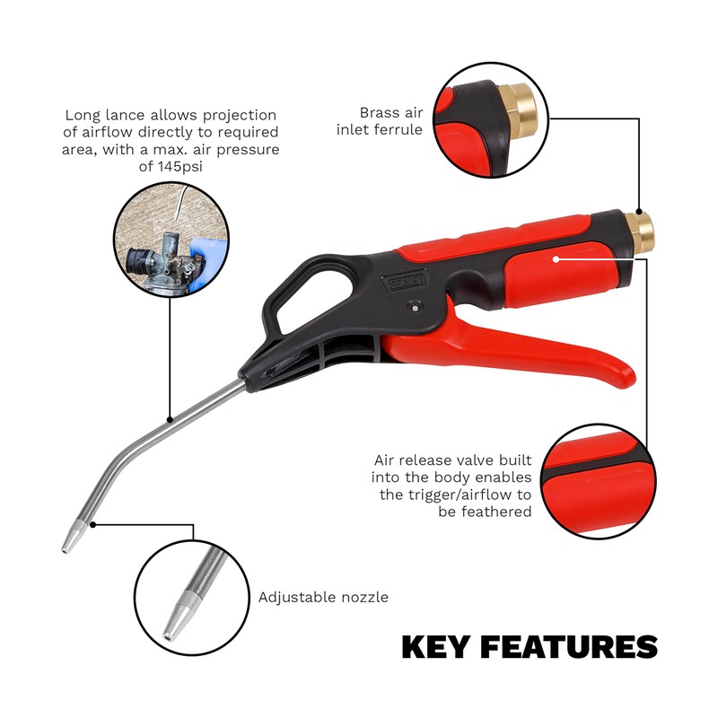 Sealey Air Blow Gun 110mm with 1/4"BSP Air Inlet -
