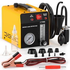 Smoke Machine Automotive Leak Detector with Built-in Air Pump, Pressure Gauge, Flow Meter, Professional Vehicle Diagnostic Tool for Leaks Test in Vacuum,Fuel,EVAP & All Cars System(Oil Excluded)