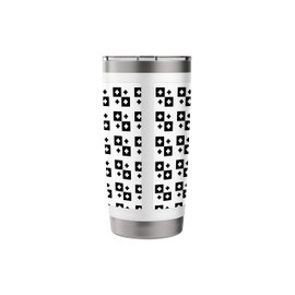 White Black Cross Rectangle Checkerboard Historical Pattern Stainless Steel Insulated Tumbler