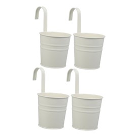 BESPORTBLE 4pcs Hanging Flowerpot with Drainage Decorative Iron Planting Container for Balcony Patio and Indoor Use Cream Color with Detachable Hooks for Home Decor