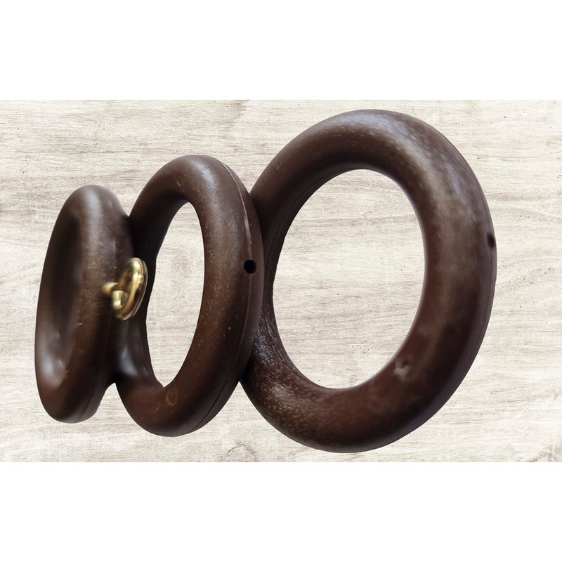28mm x 45mm Walnut Curtain Rings Effect Drapery Pole Rod