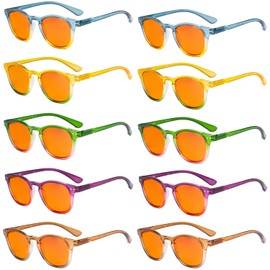 Eyekepper 10-Pack Orange Tinted Blue Light Blocking Reading Glasses Colorful Computer Readers for Women +2.25