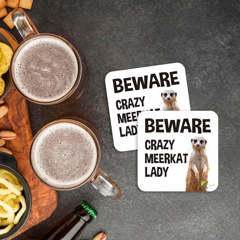 CS061 Beware Crazy Meerkat Lady Novelty Funny Coffee Tea Drink