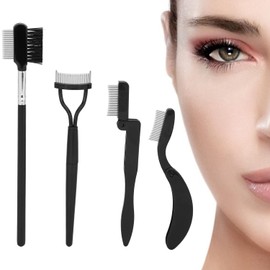 Peine de Pestañas 4 en 1 Plegable para Pestañas y Cejas con Separador de Rímel y Cepillo de Aseo de Dientes de Metal