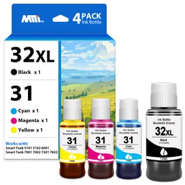 31 32XL Ink Bottle, Smart Tank 7602 5101 6001 651 Ink Refill Compatible with HP 31 Ink 32XL Black Ink Bottle Set for Smart Tank 5101 7602 5000 651 5103 6001 7301 7001 7302 5102 7002 7006 Printers
