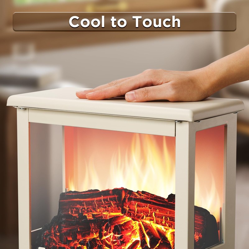 19" 1500W Infrared Electric Fireplace Stove, 3-Sided View, Realistic Flame,