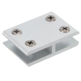 sourcing map 180 Degree Glass Clamp, for 5-8mm Thick Adjustable Double Side Glass Shelf Support Bracket Aluminum Alloy Glass Clip Clamp Holder, Silver Tone