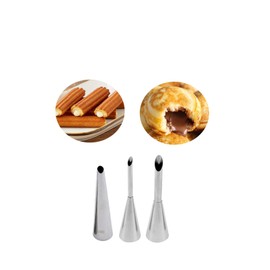 Long Piping Tip for Filling Cream Puffs,Eclairs,Doughnut,Donut, Churrera Churros Filler Tip,3 Pcs