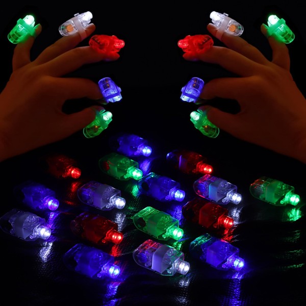 100 PCS Led Finger Lights - Finger Flashlights 4 Bright Colors, Bright Finger Ring Light, Glow in The Dark Party Supplies, Party Favours for Live Carnivals Concert Performances Wedding