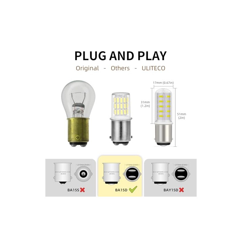 ULITECO 12V LED RV Camper Interior Light Bulbs - 5PCS