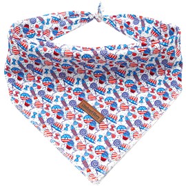 Lionheart Glory American Flag Washable Soft Dog Scarf, Square Adjustable Bandanas for Small Dogs & Cats