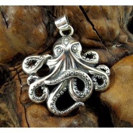 Renegade Jewelry Handcrafted Solid 925 Sterling Silver Octopus Cephalopod With Tentacles Pendant