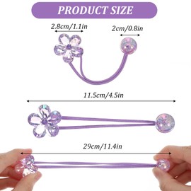 Tyqour 6 Pcs Ball Charm Hair Ties for Little Girls, Colored Camellia Bead Rubber Band Bubble Balls Hair Ties Ponytail Holders for Toddler Girls Pink Rose Red Violet