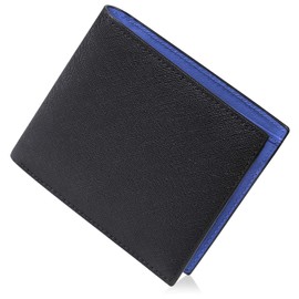 aliba Men's Bi-fold Wallet, Genuine Leather, Bifold Wallet, Tiga Processed, Compact, Popular, Large Capacity, Wallet, Men's, Birthday, Gift, BLUE