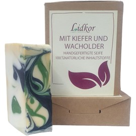 LIDKOR Nourishing Soap with Pine and Juniper 100 g - Toning and Softening Skin Care with Olive Oil and Castor Oil - Handmade Natural Soap as Solid Shower Gel - Vegan Hand Soap - Shower Soap