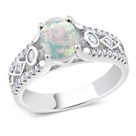 925 Sterling Silver Gemstone Birthstone Ring for Women | Oval 8X6MM with Round Accents | Intricate Milgrain and Filigree Detail | Fine Jewelry for Engagement Wedding Anniversary | Sizes 5-9