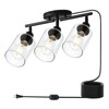 Modern Dimmable 3 Light Plug in Ceiling Light ,Black Plug
