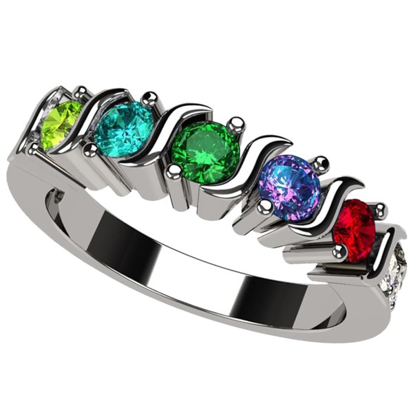 Central Diamond Center S-Bar with Sides Mother's Ring 1 to