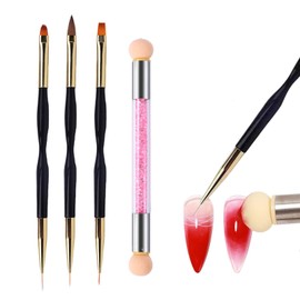 Mezrkuwr® 4 Pieces Nail Brush Set, Gel Brush for Nails, Nail Art Sponge Brush, Gel Brush, Home for Nail Art UV Gel Brush, Nail Accessories, Acrylic Fingernails