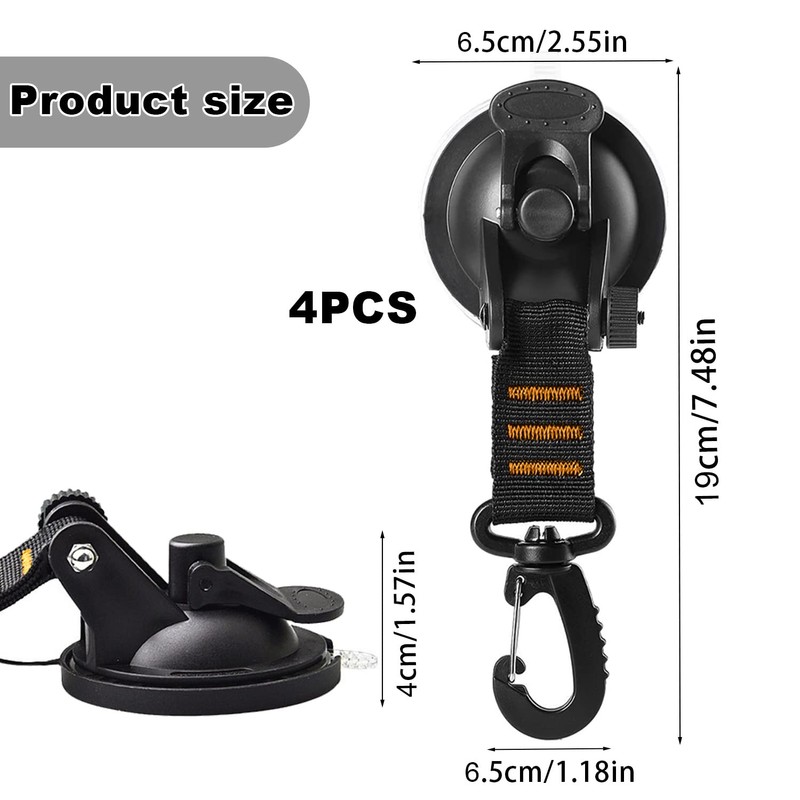 Hook Suction Cup, 4 Pieces Suction Cups with Hooks, Suction