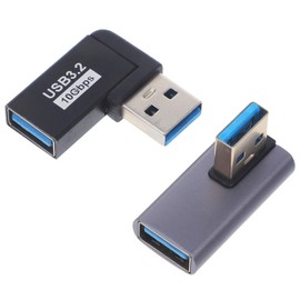 KONTONTY 2pcs USB Right Angle Adapter Male to Female USB Extender for Laptop Connections High Speed Data Transfer Up to Space Saving Angled Design