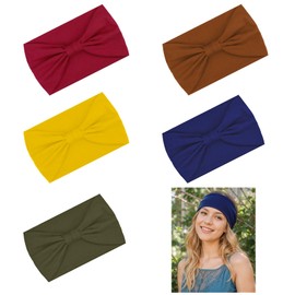 Wide Headband, Sweatband, Set of 5 Colors, Wide Hair Band, 5.5 inches (14 cm), Sports Headband, Sweatproof, Stylish, Soft, Stretchy, Water Absorbent, Hair Accessory, Unisex, Face Washing, Bath, Yoga,