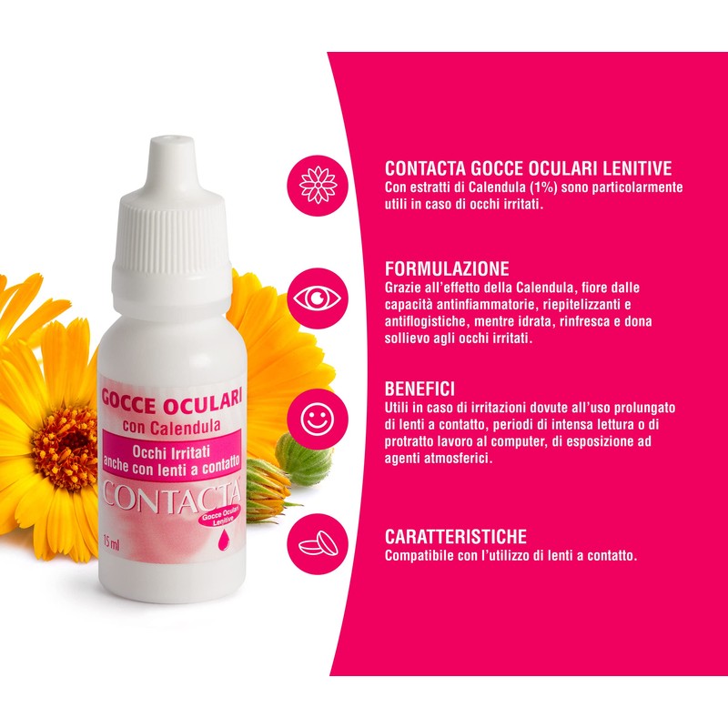 Contacta, Gocce Oculari Lenitive, Gocce Oculari con Calendula Utili per