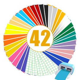 UIOK Smart Vinyl Permanent per Cricut Joy, Vinile Permanente 36 Vinil Adesivo e 6 Carte di Trasferimento, Vini-le Adesivo Permanente30,5x 14cm Pellicola per Plotter in Vinil per Tazze Fai da te