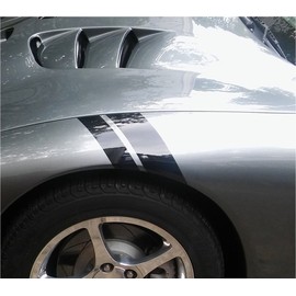 Clausen's World 2 and 3 Inch Fender Hash Mark Bars Vinyl Racing Stripes Decals, Fits Chevy Corvette C5, Both Sides, Silver Grey Metallic