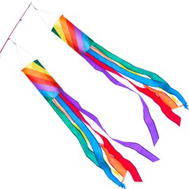 9KM DWLIFE Rainbow Windsock 2 Pieces Wind Sock Outdoor Colorful Spiral Spinner for Garden Backyard Tent Caravan Camping Colorful Flag Decoration (1M,39Inch
