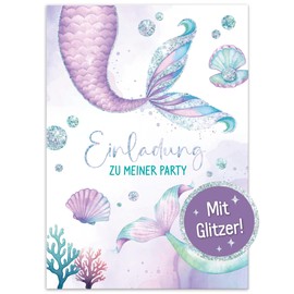 Häfft 12 x Invitation Cards Children's Birthday A6 Mermaid Party Invitations for Children, Birthday Invitations from Lernfreunde - Sustainable and Climate Friendly