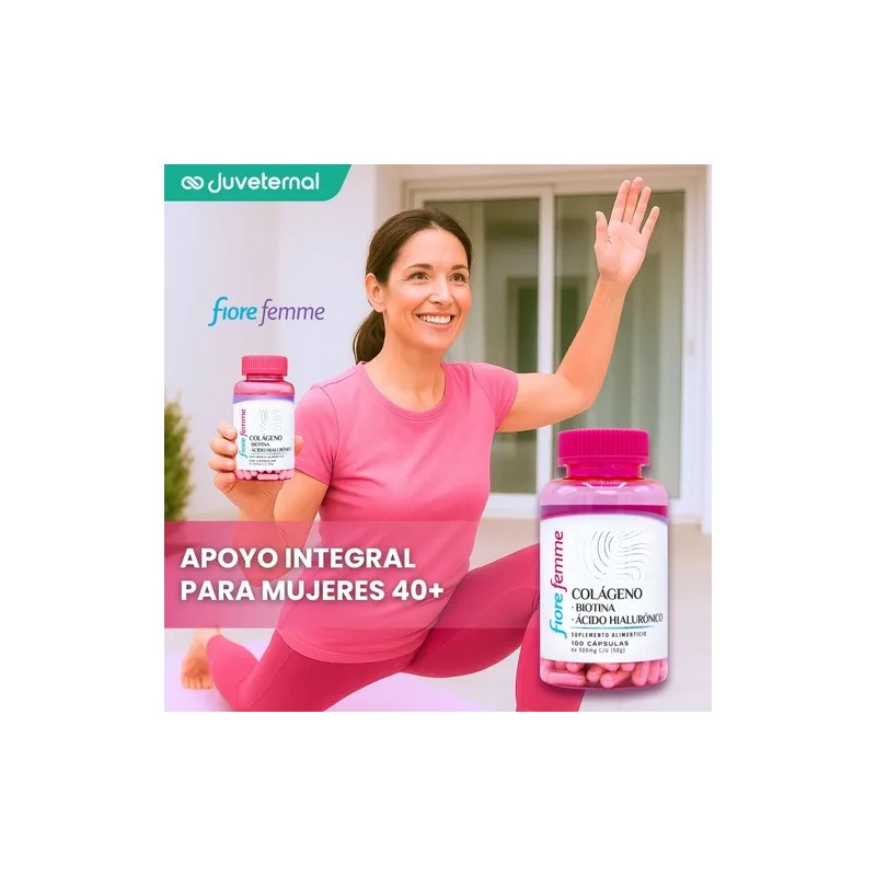 Fiore Femme Colágeno, Biotina Y Ácido Hialurónico, 100 Cáps.