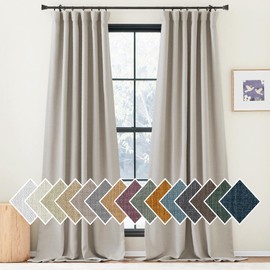 NICETOWN Linen Curtains & Drapes for Living Room 84 inch Length 2 Panels, Pinch Pleated Heat/Light Blocking Room Darkening Curtains Thermal Insulated Window Drapes for Bedroom, Angora, W50 x L84