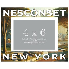 R and R Imports Nesconset New York Souvenir Wooden Photo Frame Matted 4 x 6 Inch - Full Color Destination Design Keepsake 4-Pack