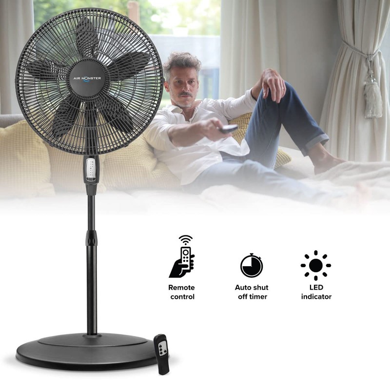Air Monster 15732-R 18-Inch Diameter 3-Speed Adjustable Height Oscillating Pedestal