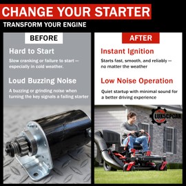 14 Tooth Starter Motor Replacement for 42 inch Craftsman LT1000 LT2000 LT3000 YT3000 DYT4000 Riding Lawn Mower Tractors with Briggs Stratton Intek 17HP 17.5HP 18HP 18.5HP 19HP 19.5HP 20Hp